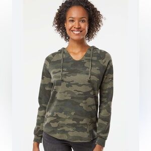 Independent Trading Company Hoodie - Heather Forest Green Camo - Medium - EUC
